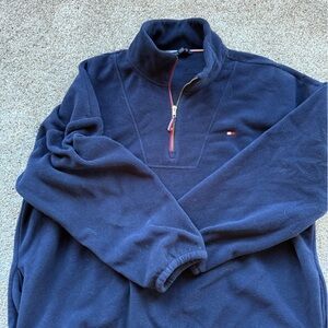 Tommy Hilfiger Navy Sweatshirt with Red and Gold Zipper